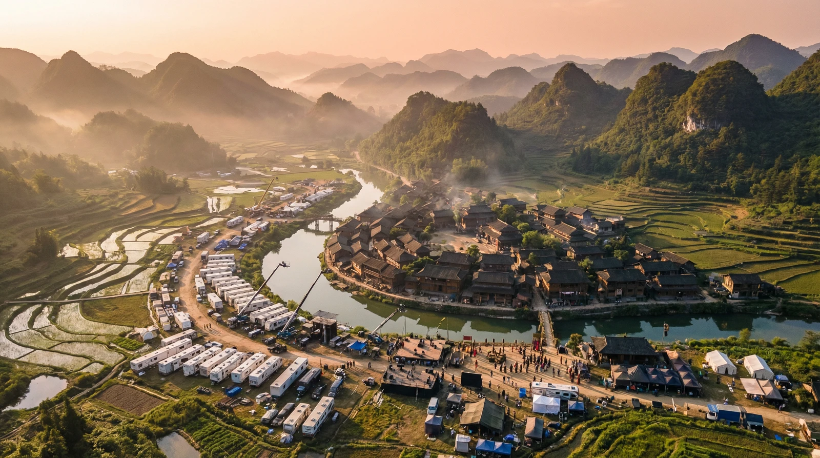 国产海角社区栏目航拍外景拍摄基地全景